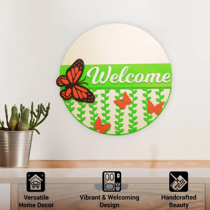 3D Butterfly welcome wall hanging info