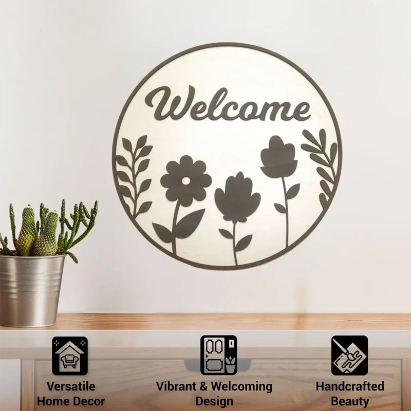 3D welcome wall hanging info